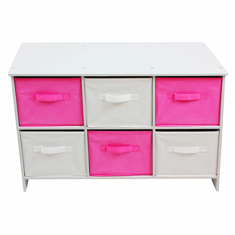 Danawares Pink/White Wood Storage Bench With Bins 3 Danawares Pink/White Wood Storage Bench With Bins
