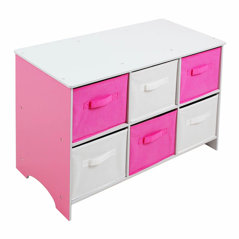 Danawares Pink/White Wood Storage Bench With Bins 4 Danawares Pink/White Wood Storage Bench With Bins - Image 2