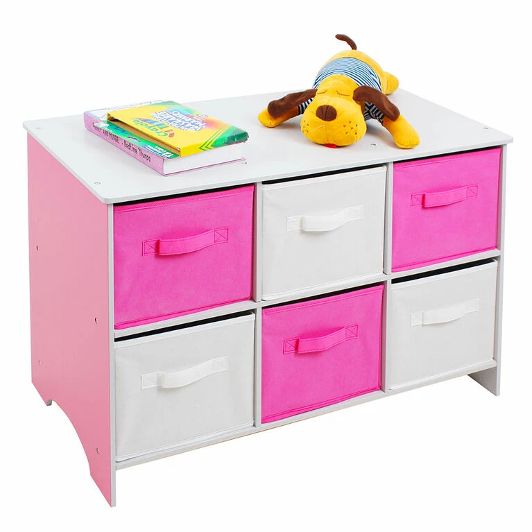 Danawares Pink/White Wood Storage Bench With Bins 6 Danawares Pink/White Wood Storage Bench With Bins - Image 4