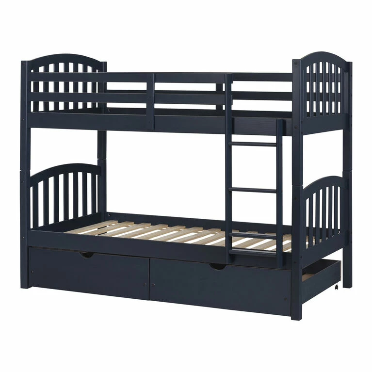 South Shore, Bunk Beds And Rolling Drawers Set - Navy Blue 3 South Shore, Bunk Beds And Rolling Drawers Set - Navy Blue