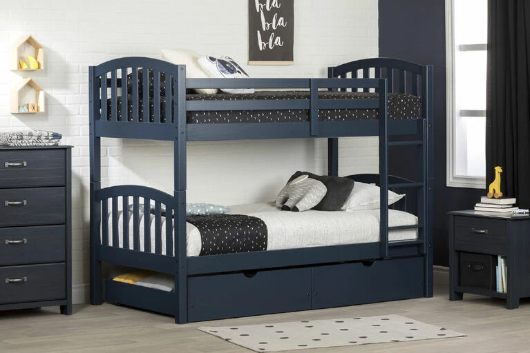 South Shore, Bunk Beds And Rolling Drawers Set - Navy Blue 4 South Shore, Bunk Beds And Rolling Drawers Set - Navy Blue - Image 2