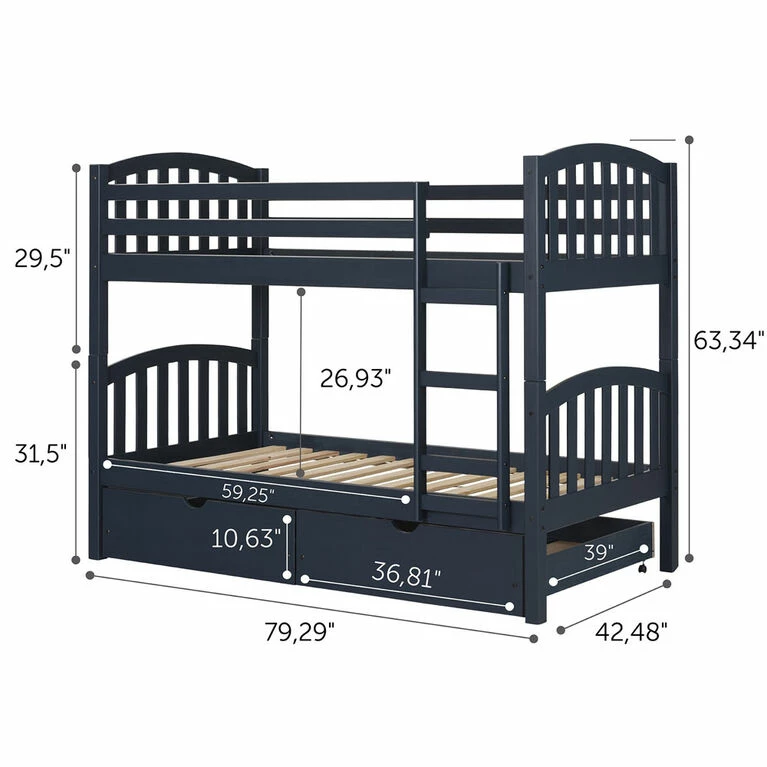 South Shore, Bunk Beds And Rolling Drawers Set - Navy Blue 8 South Shore, Bunk Beds And Rolling Drawers Set - Navy Blue - Image 6