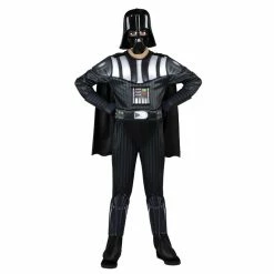 JAZWARES Star Wars Darth Vader Deluxe Youth Costume - Large - Deluxe Jumpsuit With Printed Design And Polyfill Stuffing Plus Gloves, Cape, And 3D Headpiece