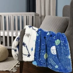Baby's First By Nemcor Reversible Ultimate Sherpa Baby Blanket, Space -KidKraft store 346D8A37 3