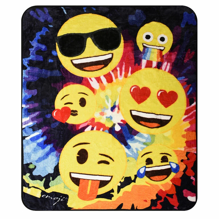 Nemcor Emoji Tie Dye Kids Fleece Throw Blanket (50x60") 3 Nemcor Emoji Tie Dye Kids Fleece Throw Blanket (50x60")