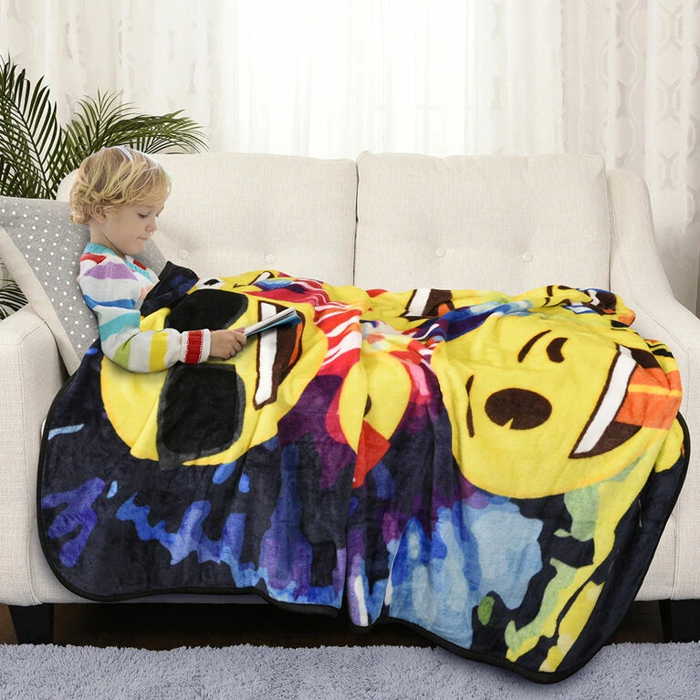 Nemcor Emoji Tie Dye Kids Fleece Throw Blanket (50x60") 4 Nemcor Emoji Tie Dye Kids Fleece Throw Blanket (50x60") - Image 2