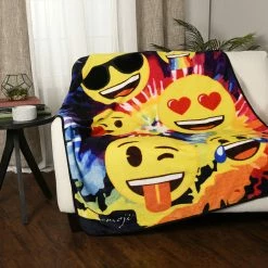 Nemcor Emoji Tie Dye Kids Fleece Throw Blanket (50x60") 10 Nemcor Emoji Tie Dye Kids Fleece Throw Blanket (50x60") -KidKraft store 34D80980 3