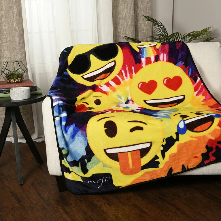 Nemcor Emoji Tie Dye Kids Fleece Throw Blanket (50x60") 5 Nemcor Emoji Tie Dye Kids Fleece Throw Blanket (50x60") - Image 3