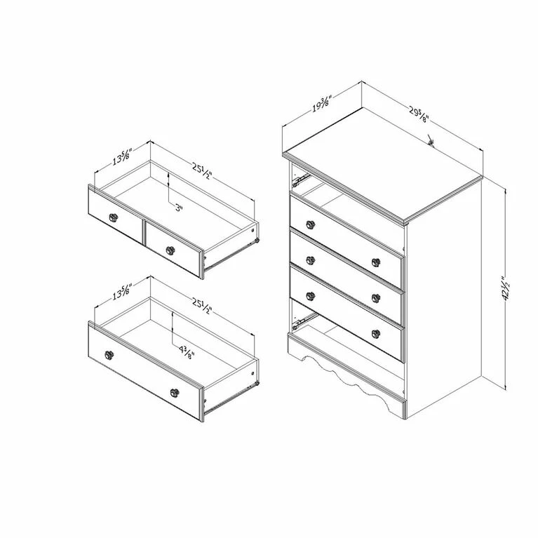 SOUTH SHORE Summer Breeze 5-Drawer Chest Dresser- White Wash 5 SOUTH SHORE Summer Breeze 5-Drawer Chest Dresser- White Wash - Image 3