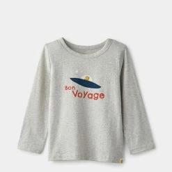 RISE Little Earthling Long Sleeve Jersey Tee Beige Bon Voyage