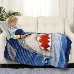 Nemcor Shark Plush Throw Blanket 40" X 50" 9 Nemcor Shark Plush Throw Blanket 40" X 50" -KidKraft store 54114875 3