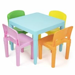 Babies R Us Humble Crew Kids Plastic Table & 4 Chairs, Modern Brights
