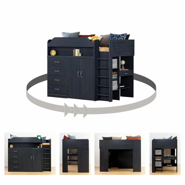 South Shore, Loft Bed With Desk - Blueberry 7 South Shore, Loft Bed With Desk - Blueberry - Image 5