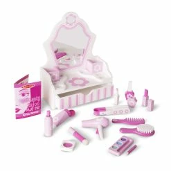 Melissa & Doug Wooden Beauty Salon Play Set With Vanity And Accessories - Styles May Vary