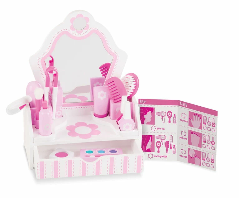 Melissa & Doug Wooden Beauty Salon Play Set With Vanity And Accessories - Styles May Vary 5 Melissa & Doug Wooden Beauty Salon Play Set With Vanity And Accessories - Styles May Vary - Image 3
