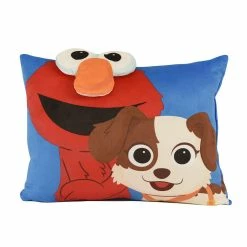 Sesame Street Elmo 3D Decorative Throw Pillow For Kids Soft Plush Embroidered Cushion For Girls And Boys Gift Essential (13"x16") By Nemcor