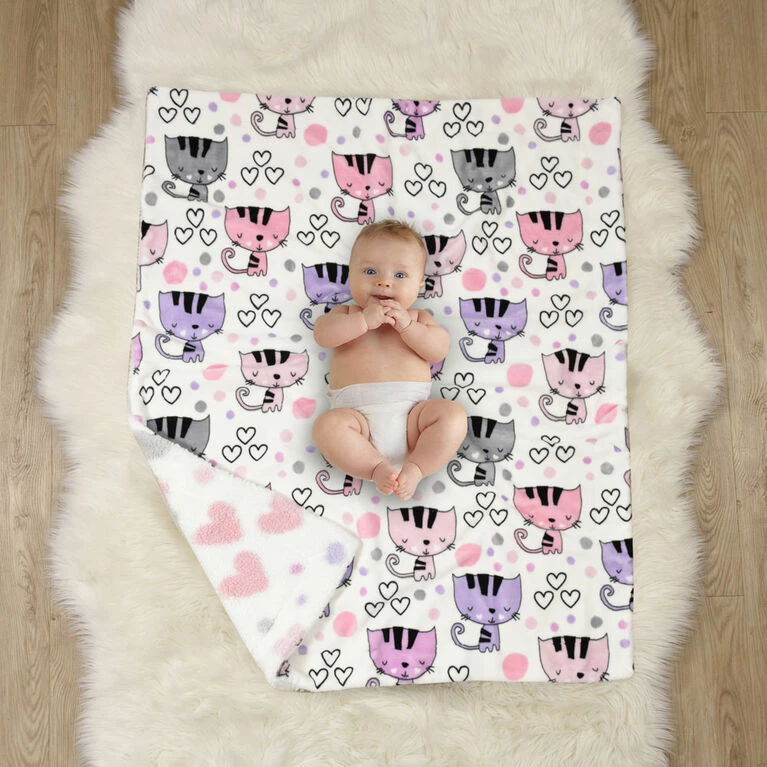 Baby's First By Nemcor Reversible Ultimate Sherpa Baby Blanket, Kittens 6 Baby's First By Nemcor Reversible Ultimate Sherpa Baby Blanket, Kittens - Image 4