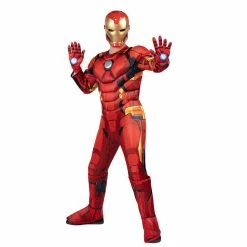 JAZWARES Marvel's Iron Man Deluxe Youth Costume - Medium - Deluxe Jumpsuit With Printed Design And Polyfill Stuffing Plus 3D Molded Headpiece And Gloves 
